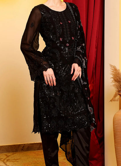 Black Pakistani Salwar Suit with Sequins & Zari Work