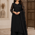 Black Viscose 3D Work Handcrafted Lucknow Chikankari Set