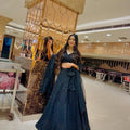 New Arrival Black Embroidered Net Lehenga Set with Heavy Sequins Work