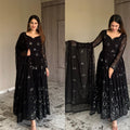 Black Premium Designer Anarkali Suit Set with 9mm Sequin Embroidery – Ready to Wear