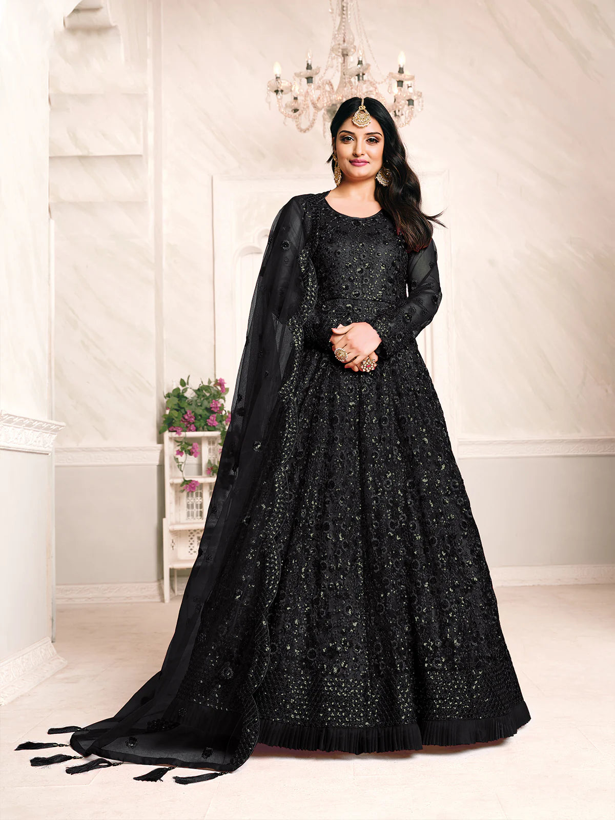 Black Premium Long Anarkali Suit with Dupatta – Special Occasion & Eid Wear