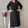 Black Exquisite Lucknow Chikankari Mukesh Work Kurti Set