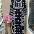 Black Premium Rayon Kurti with Palazzo Set Lucknow Chikankari Handwork