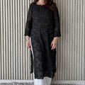 Black Lucknowi Chikankari Rose Viscose Georgette Kurta Set