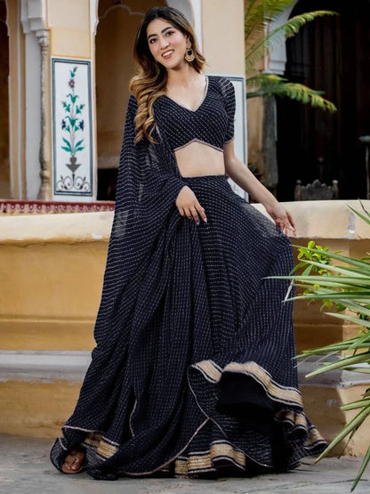 Black Georgette Leheriya Navratri Garba Chaniya Choli