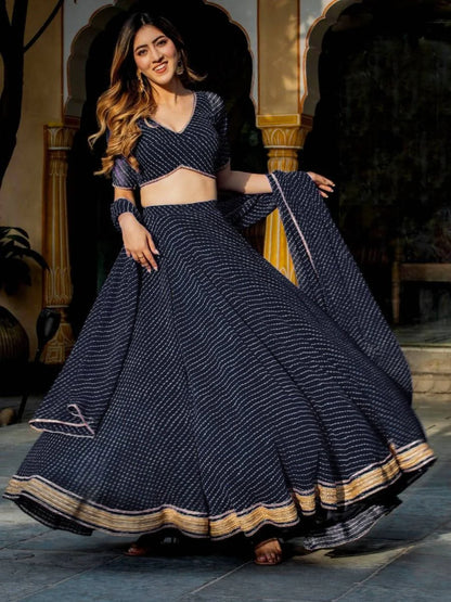 Black Georgette Leheriya Navratri Garba Chaniya Choli