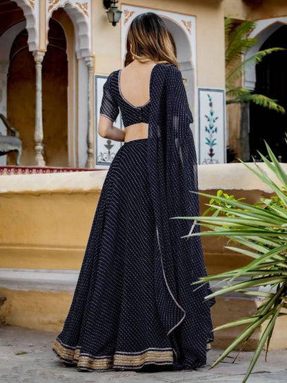 Black Georgette Leheriya Navratri Garba Chaniya Choli