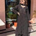 Black Authentic Lucknow Chikankari & Mukesh Work Kurta Set