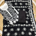 Black White Beautiful Super Georgette Kantha Work Suits Stitched