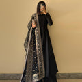 Elegant Black Georgette Embroidered Kurta Plazzo Dupatta Set – Ready to Wear