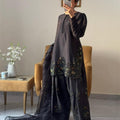 Black Elegant Embroidered Crepe Silk Farshi Salwar Kameez | Ready to Wear