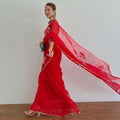 Blossom Red Elegance Pure Organza Saree
