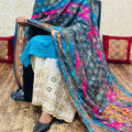 Blue 2 Pakistani Fusion Chikankari Suit with Embroidered Dupatta