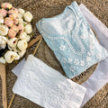 Blue 2-Step Chikankari Gown and Pant Set