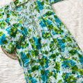 Blue & Green Floral Elegance Mul Mul Cotton Pallazo Coord Set