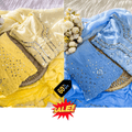 Blue & Yellow Set Buy 1 Get 1 Combo Price Chikankari Elegance Ombré Mirror Booti Jaal Set