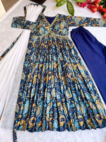 Blue Boho Floral Special: Aliya Cut Dresses with Dupatta and Pant! 🌺🌺 - Inayakhan Shop 