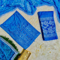 Blue Chikankari Handwork Cotton Dyeable Set , Dobby Bundi Dupatta from Lucknow