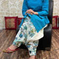 Blue Cotton Elegance Sequin-Infused Chikan Kurti and Digital Patiala Ensemble