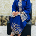 Blue Eid Special Designer Gold Zari Embroidered Afghani Co-Ord Set