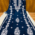 Blue Lucknowi Chikankari Heavy Beautiful Latest Design Modal Kurti