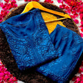 Blue Luxurious 3D Viscose Kurti and Plazo Set