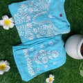 Blue New Designer Chikankari Hand Work Kurti Pant Set