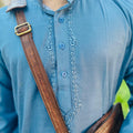 Blue Regal Essence Men's Embroidered Kurta Set