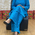 Blue Sequin Splendor Chikankari Kurti Pallazo Mastani Set