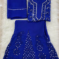 Royal Blue Lucknow Chikankari Mirror Work 3-Piece Sharara Set (New)