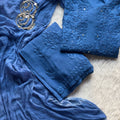 Blue Premium Rayon Chikankari Kurta Palazzo Dupatta Set | Hand Embroidered with Mukesh Work