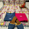 Blueish Grey and Pink Ensemble 4 Pc With Jutti