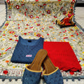 Blueish Grey and Red Ensemble 4 Pc With Jutti