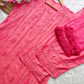 Blush Pink Aura Luxe: Premium Rayon 3-Piece Lucknowi Chikankari Ensemble