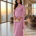 Blush Pink Ethereal Viscose Chikankari & Mukaish Work Ensemble (NEW)