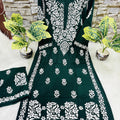 Bottle Green 🌟 Chikankari Rayon Palazzo Set ✨