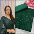 Bottle Green Georgette Sequin Work Saree with Banglori Silk Blouse