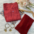 Brick Red Jannat Rayon Ombré Ensemble - Premium Dyeable Kurti + Palazzo Set