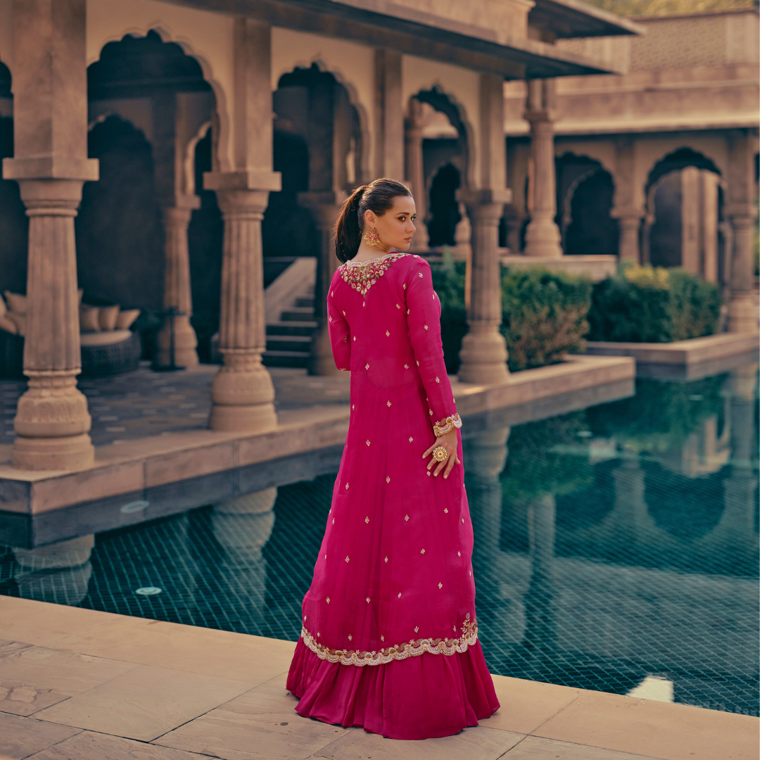 Pink Wedding Wear , Bridesmaid Lehenga Choli with Shrug