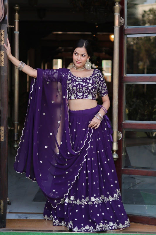 Designer Purple Bridesmaid Party Wear Lehenga Choli with Dupatta Set