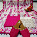 Bright Pink and White Silken Reflections Ensemble 4 Pc With Jutti