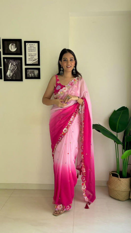 Pink Shaded Saree