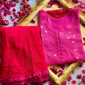 Bright Pink Luxe Viscose Ring Jall Kurti and Sharara Set (Made on Order)