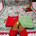 Bright Red and Mint Green Ensemble 4 Pc With Jutti