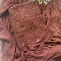 Brown Chikankari Unstitch Suits - Royal Collection