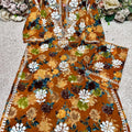 Brown Floral Printed Mulmul Chikankari Palazzo Set