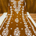 Brown Lucknowi Chikankari Heavy Beautiful Latest Design Modal Kurti