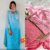 Buy 1 Get 1 Combo Price Chikankari Elegance Ombré Mirror Booti Jaal Set (Aqua Blue / Pink)