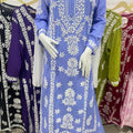 Blue Lucknow Chikankari Long Kurta with Heavy Chikankari Work & Pallazo Set