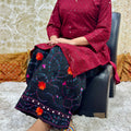 Maroon Black Beautiful Mastani Kurti Set with Chikankari and Sequin Work